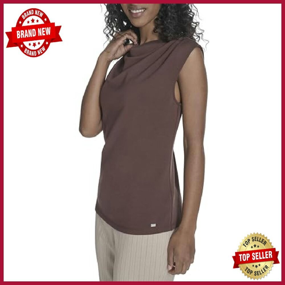 Drape Neck Sleeveless Knit Top, Soft Fabric, Versatile Wardrobe Essential - Picture 4 of 7